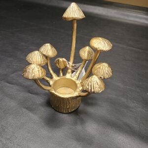 Gold Mushroom Candle Holder
